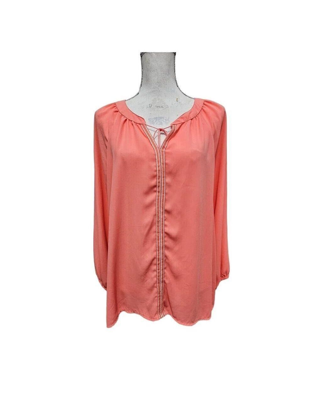 Dept222 Coral Long Sleeve Blouse Size L